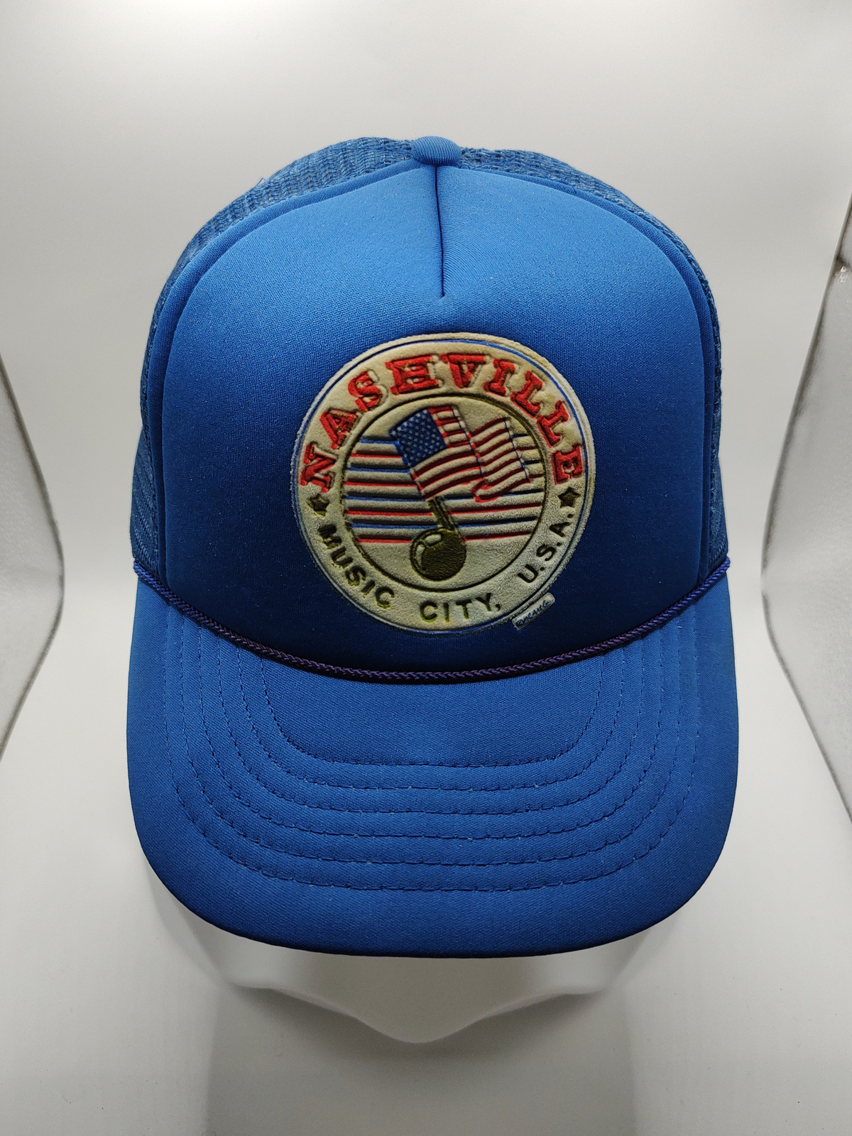 Vintage 1980s Nashville Music City USA Blue Foam Trucker Hat