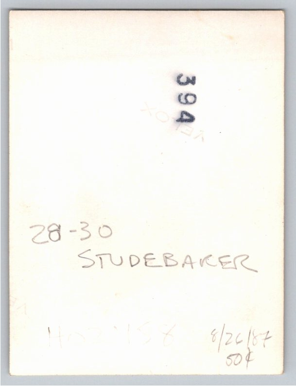 1930s Studebaker Sedan & Family Vintage Black & White Snapshot - Back / Reverse View