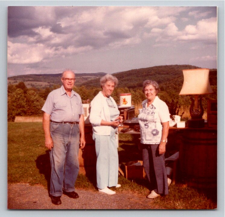 1980 Countryside Lawn & Yard Sale Vintage Color Snapshot Photo