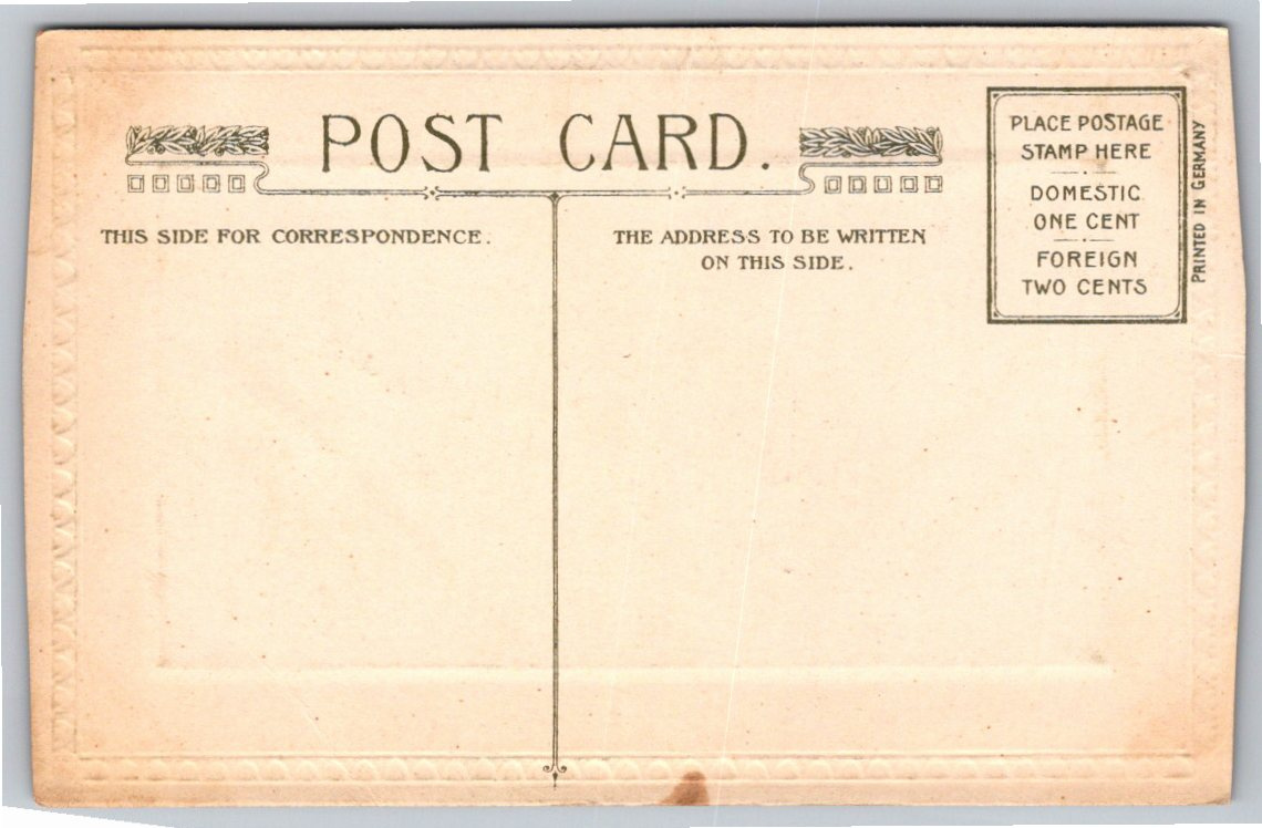 Vintage 1910s Embossed George Washington German Portrait Postcard - Back / Reverse View