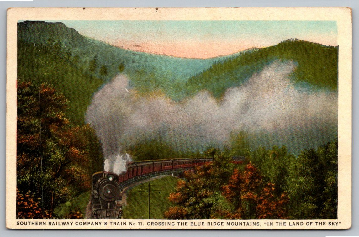 1924 Southern Railway Train No. 11 Blue Ridge Mountains Postcard