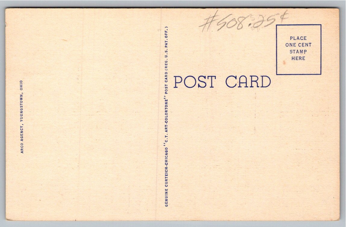 Vintage 1930s Wheeling Park Entrance West Virginia Linen Postcard - Back / Reverse View