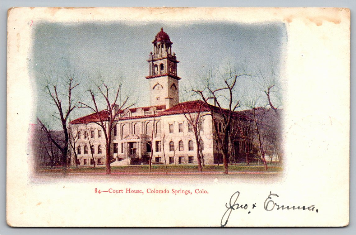 1907 El Paso County Courthouse Postcard, Colorado Springs CO