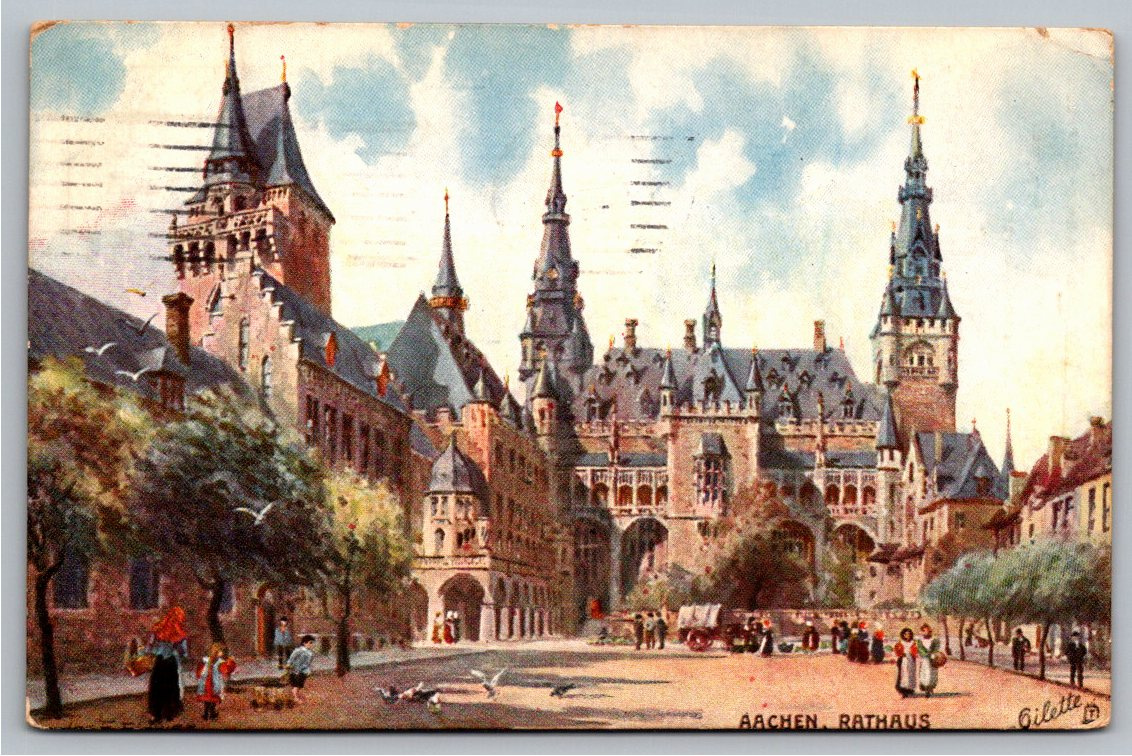 Vintage 1911 Aix-la-Chapelle Aachen Rathaus Tuck Oilette Postcard