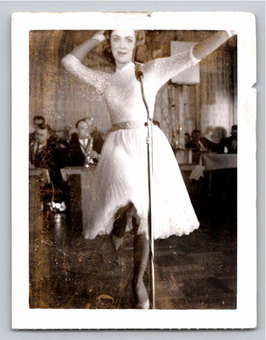 Vintage 1950s Autographed Female Singer Stage Snapshot Photo