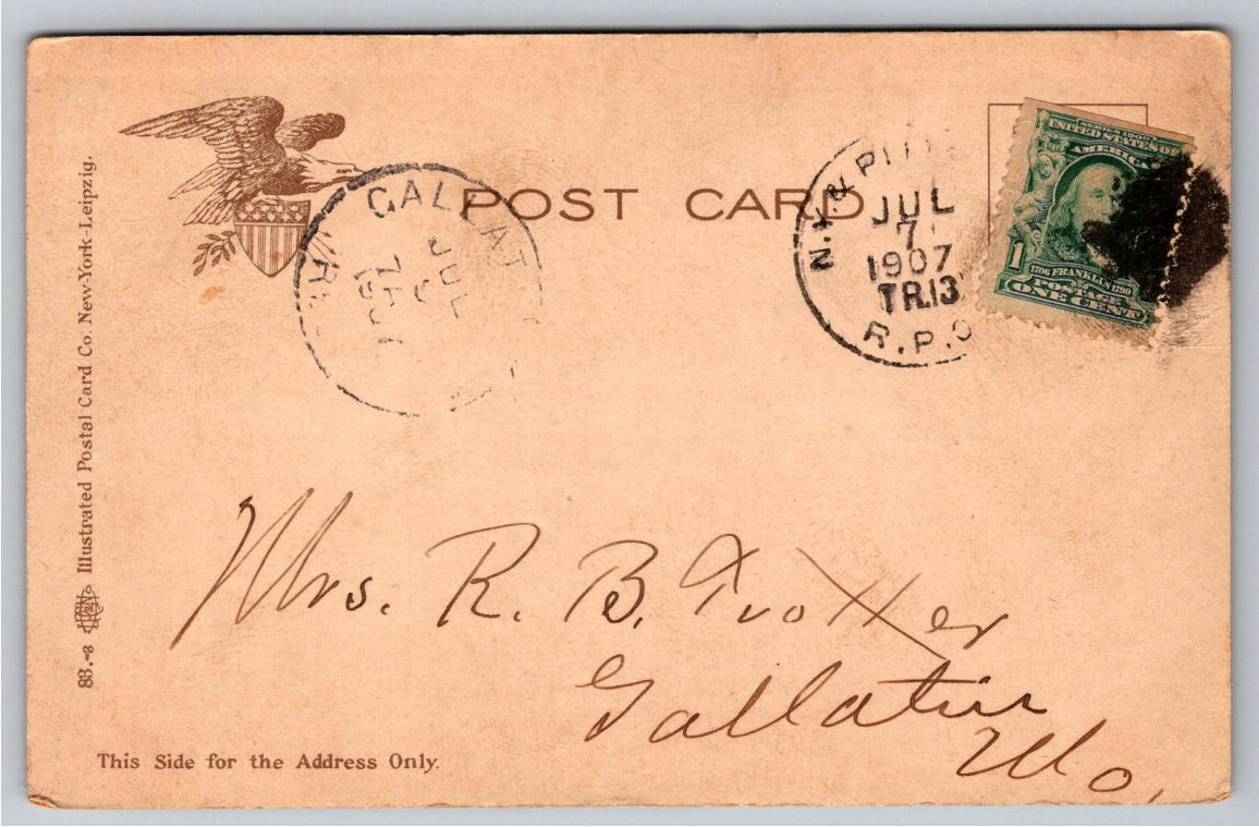 1907 Frick Building Postcard: Early Downtown Pittsburgh - Back / Reverse View