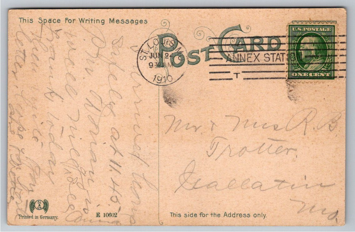 Antique 1910 Bird Creek Falls Postcard: Early Tulsa Oklahoma - Back / Reverse View