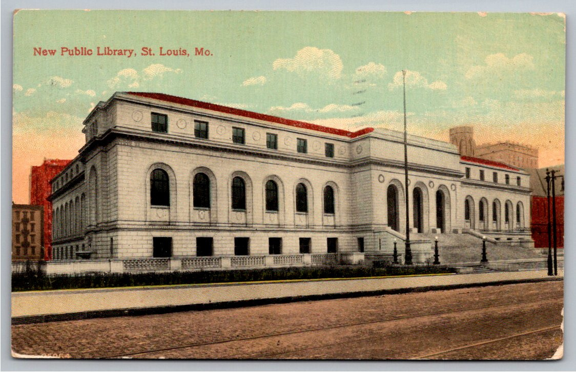 1910s St. Louis Central Public Library Vintage Litho Postcard