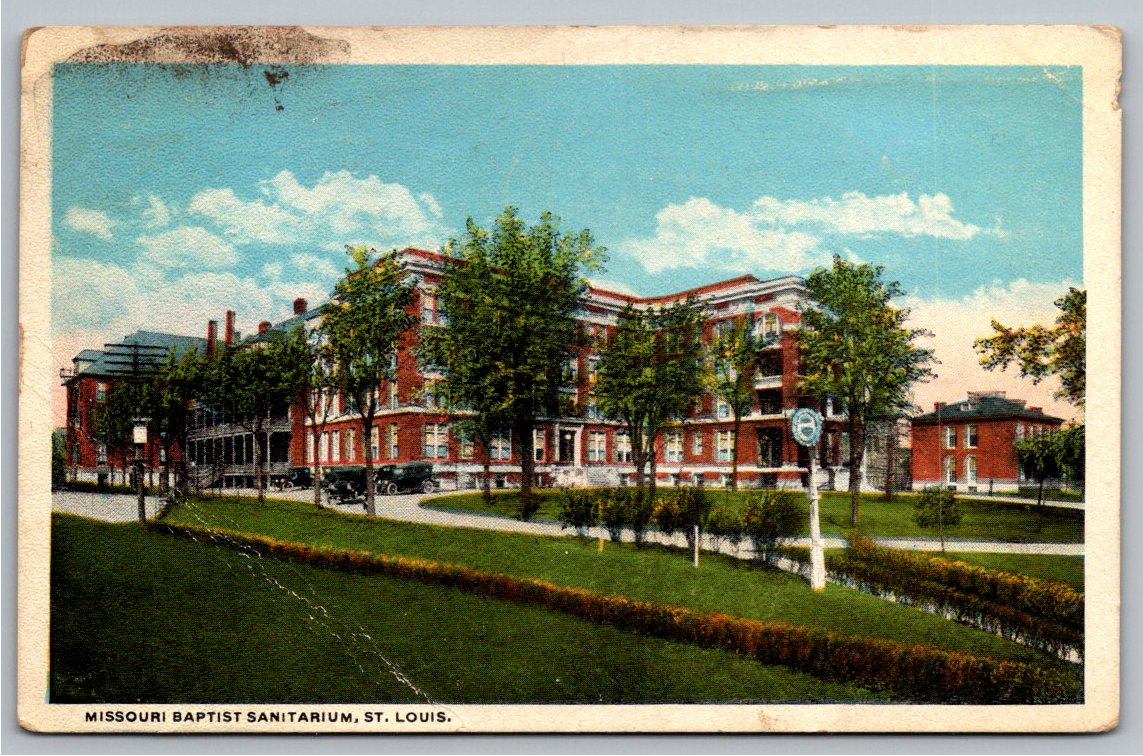 Vintage 1921 Missouri Baptist Sanitarium Postcard St. Louis MO
