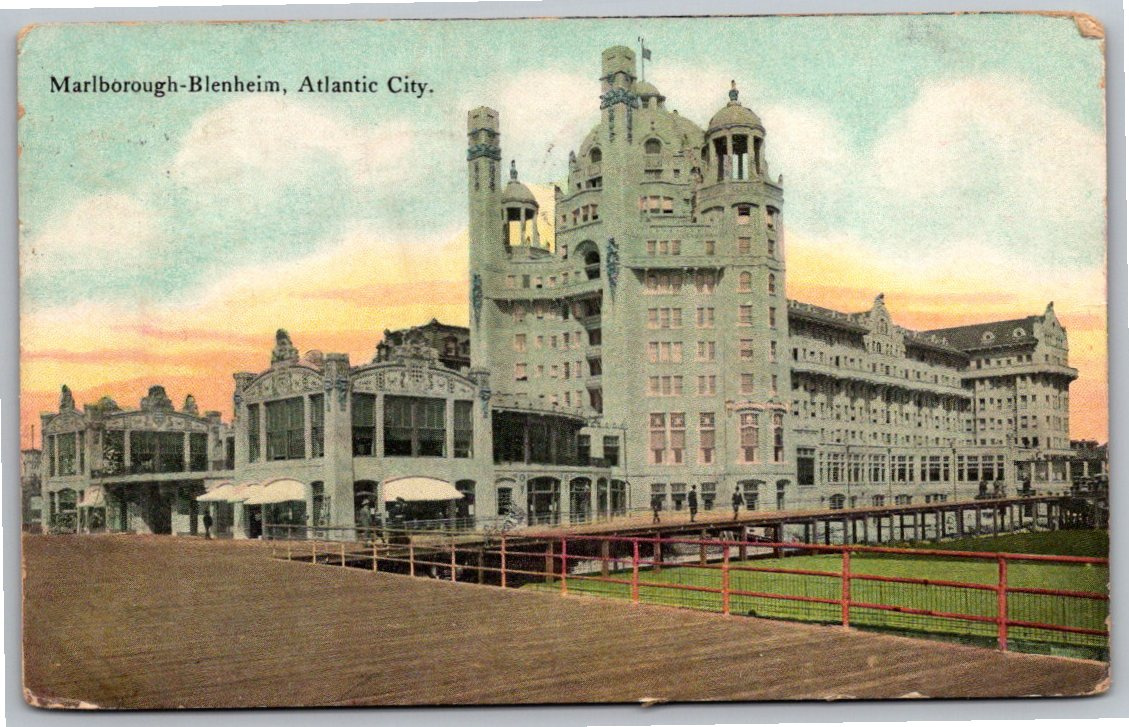 1909 Marlborough-Blenheim Hotel Atlantic City Boardwalk Postcard