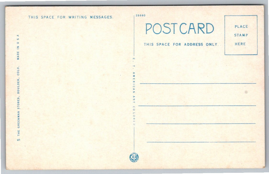 1910s Red Rocks Trail Boulder Colorado Vintage Postcard - Back / Reverse View