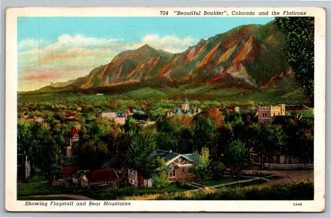 Vintage 1930s Boulder Colorado Flatirons Postcard | Sanborn