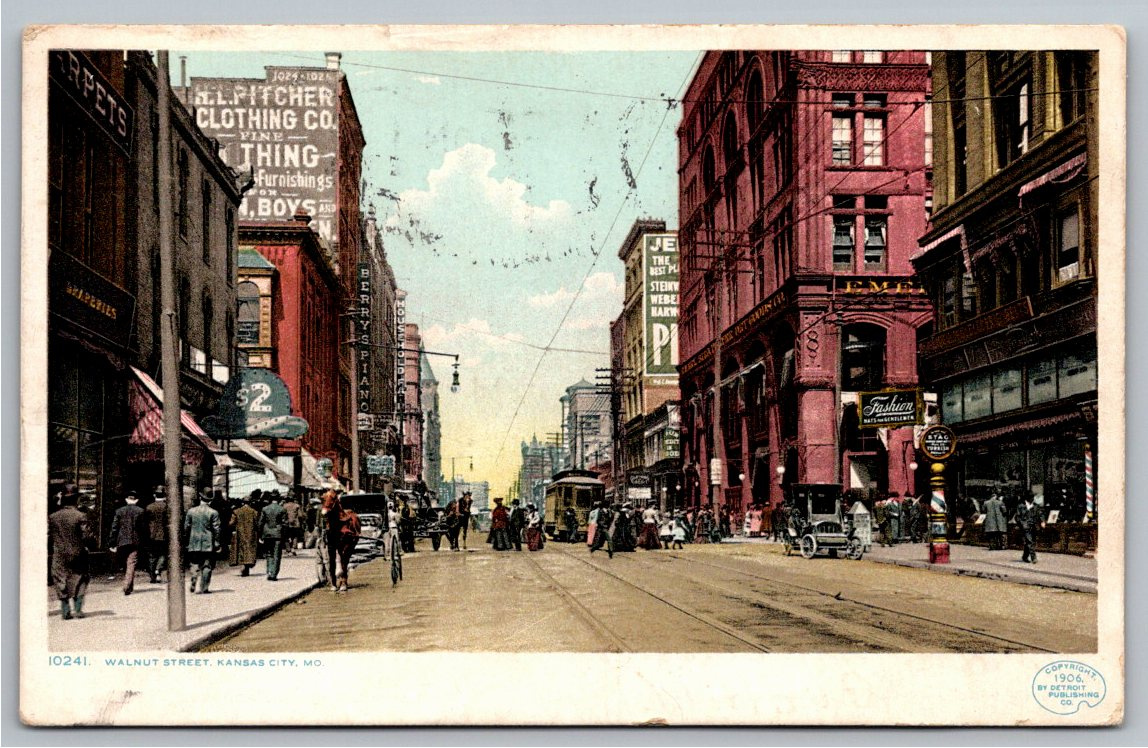 Vintage 1906 Kansas City Walnut Street Detroit Publishing