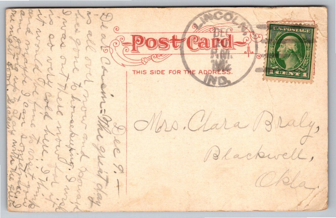 Vintage 1900s Moonlight Dam Postcard: Logansport, Indiana - Back / Reverse View
