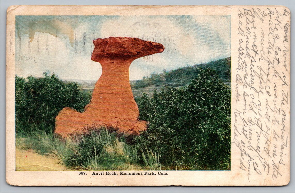 1910 Anvil Rock Postcard: Monument Park near Colorado Springs