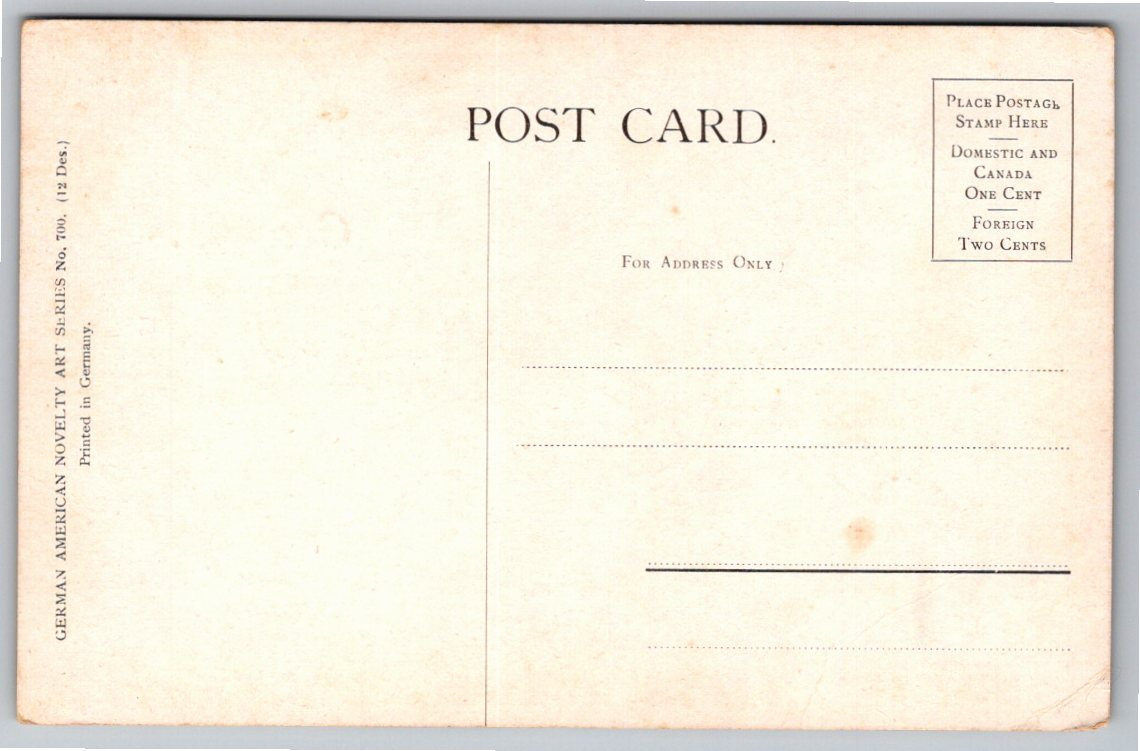 Antique 1908 Thanksgiving Postcard: St. Bernard Dog & Ducks - Back / Reverse View