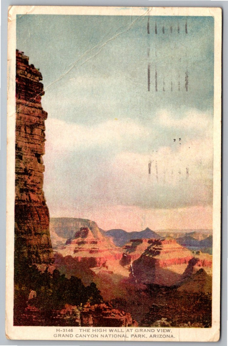 Vintage 1931 Fred Harvey Phostint Postcard: Grand Canyon High