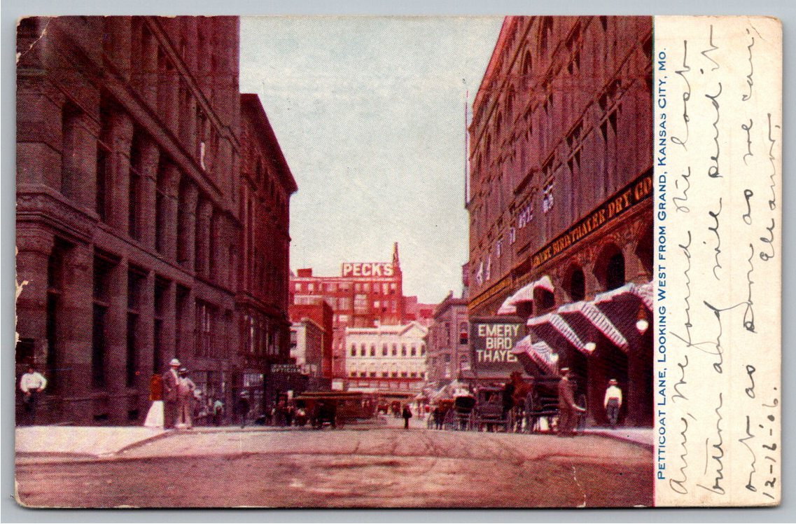 Vintage 1906 Petticoat Lane Postcard | Kansas City Street View