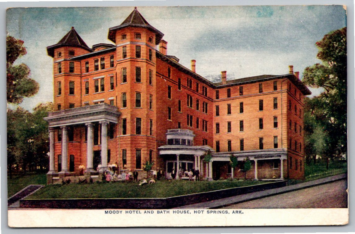 Vintage 1910 Moody Hotel & Bath House Postcard Hot Springs