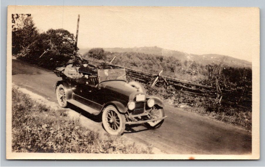 1920s Paige Touring Car Vintage Black and White Country Road