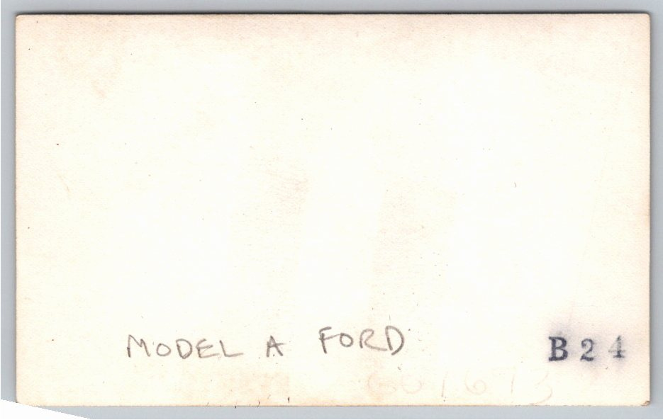 1930s Ford Model A Roadster Family Outing Vintage Snapshot Photo - Back / Reverse View