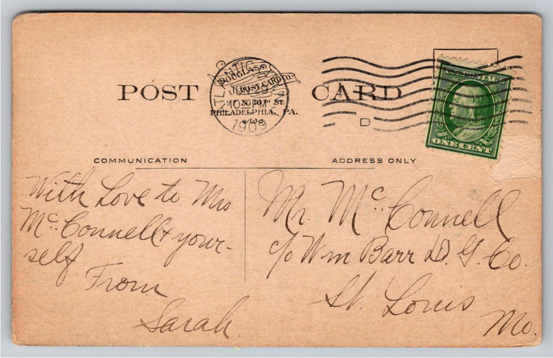1909 Marlborough-Blenheim Hotel Atlantic City Boardwalk Postcard - Back / Reverse View