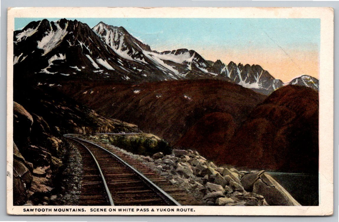 Vintage Sawtooth Mountains White Pass & Yukon Route Postcard 1927