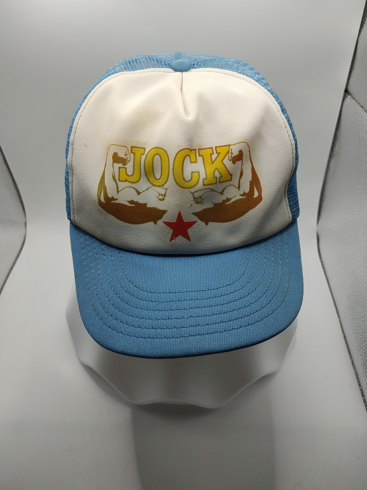 Vintage Jock Muscle Fitness Graphic Mesh Trucker Hat Made in USA