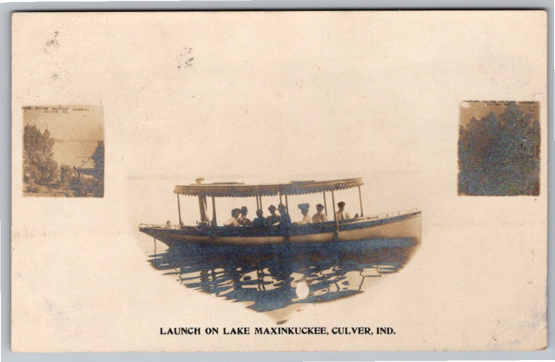 1908 Lake Maxinkuckee Motor Launch Real Photo Postcard Culver