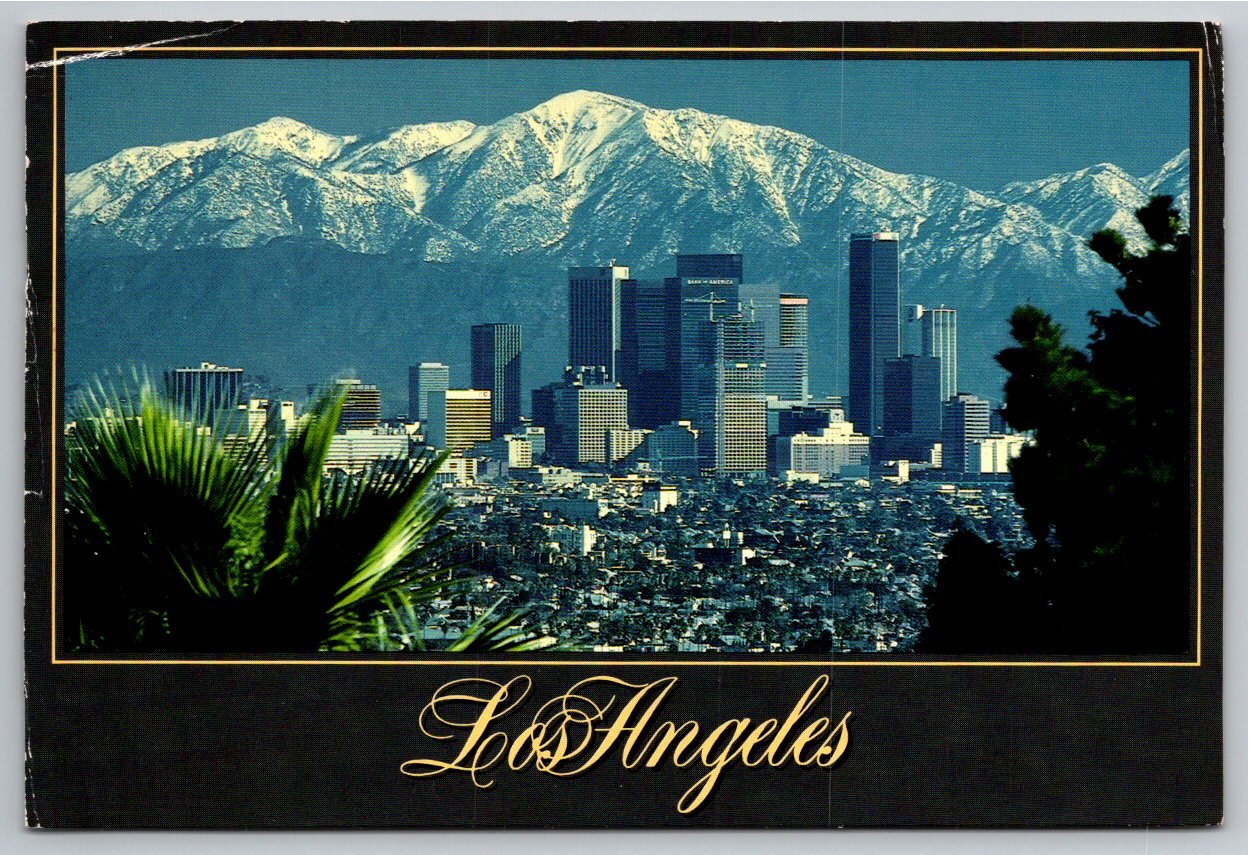 Vintage 1987 Los Angeles Skyline Postcard: Jewel of the Southland