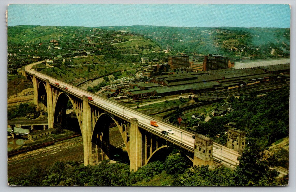 Vintage Westinghouse Bridge Postcard: Pittsburgh Concrete Span