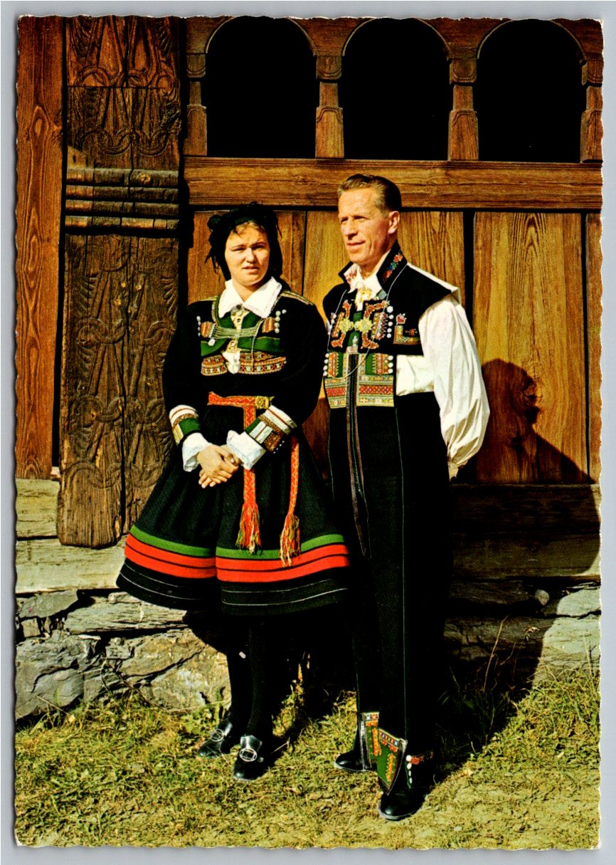 Vintage 1970s Norway Setesdal Bunad Folk Costume Postcard