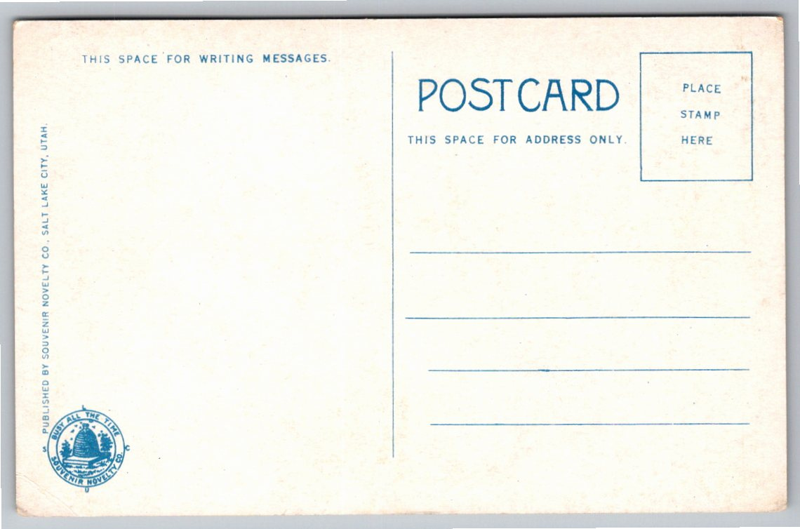Vintage 1920s Ogden Utah Union Pacific Railroad Depot Postcard - Back / Reverse View