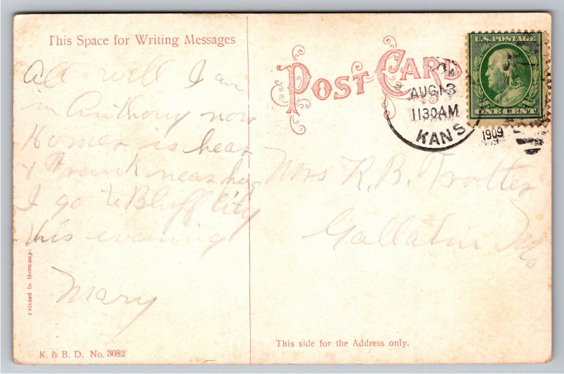 Vintage 1909 Illuminated Sea Stacks & Seagulls Sunset Postcard - Back / Reverse View