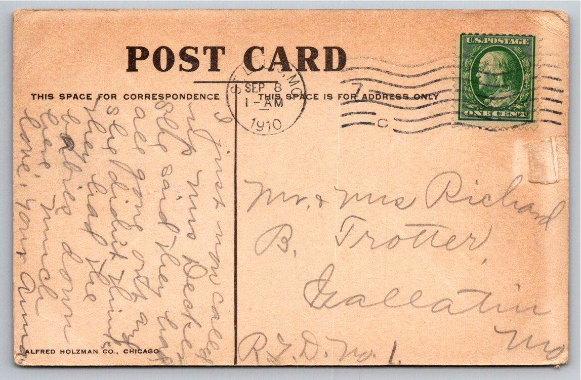 1910 Forest Park Lincoln Bridge St. Louis Missouri Vintage - Back / Reverse View