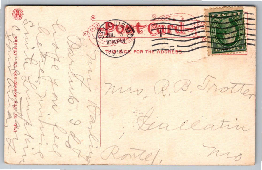 Vintage 1914 Forest Park Deer Herd Postcard St. Louis Missouri - Back / Reverse View