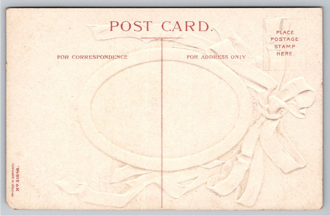 Antique 1909 George Washington Patriotic Embossed Ribbon Postcard - Back / Reverse View