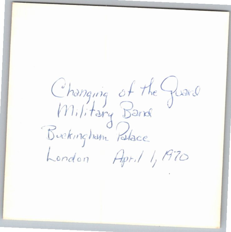 Vintage 1970 Photo: Changing of the Guard Band at Buckingham - Back / Reverse View