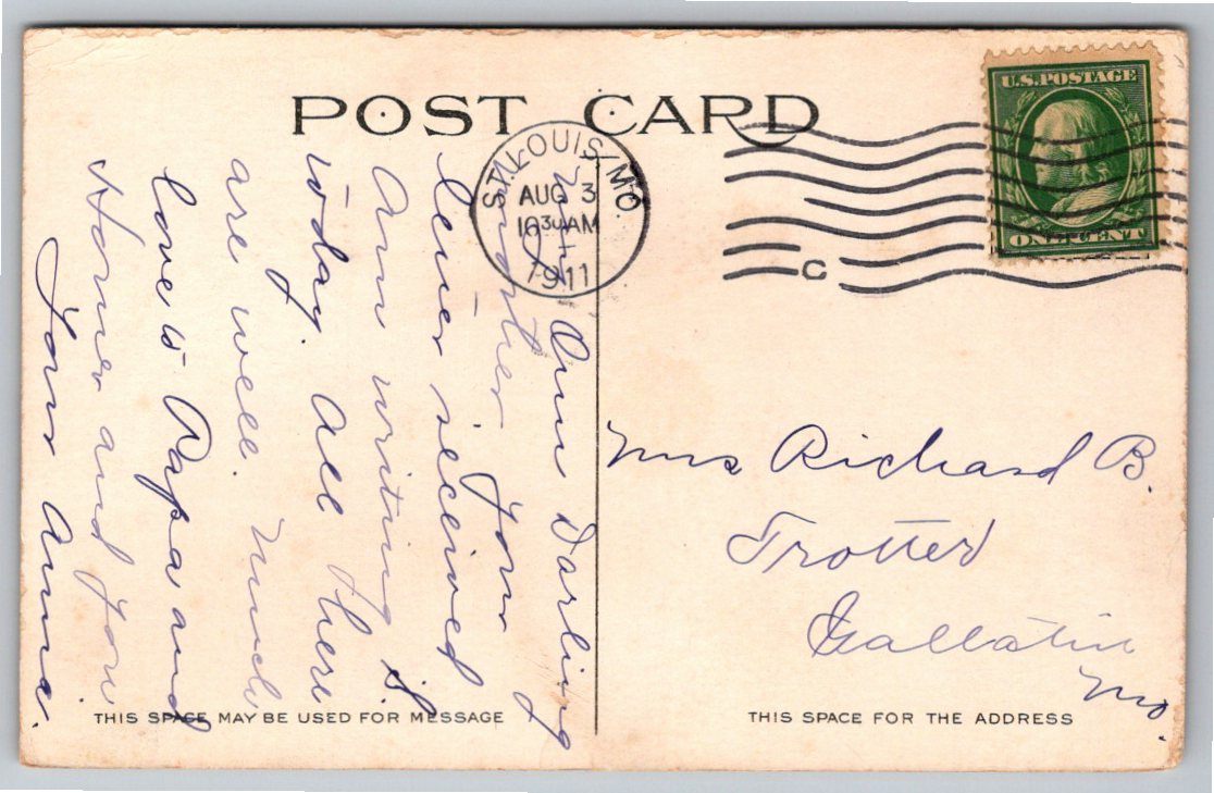Vintage 1911 New Central Library St. Louis Missouri Color - Back / Reverse View