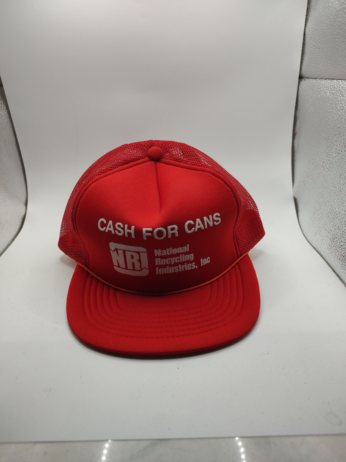 Vintage Cash For Cans Red Mesh Foam Trucker Snapback Hat