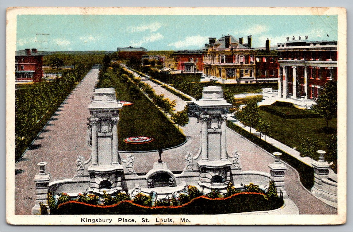 Vintage 1916 Kingsbury Place Gates Postcard St. Louis Missouri