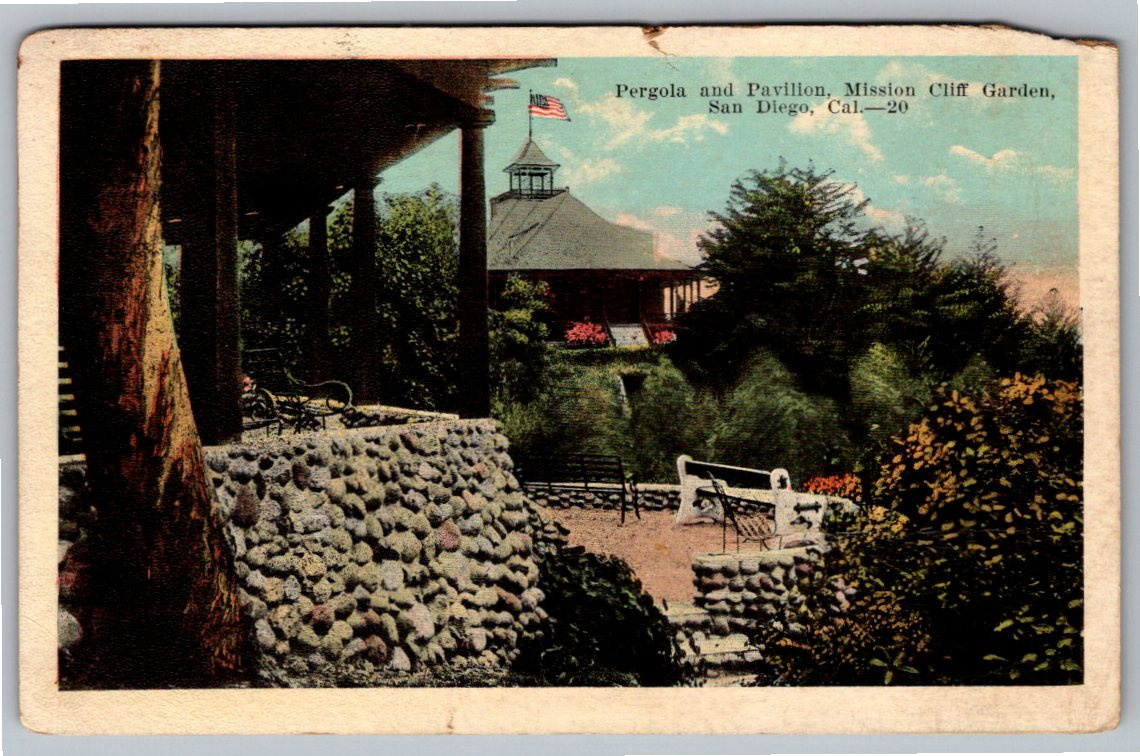 1923 Mission Cliff Gardens San Diego California Vintage Postcard