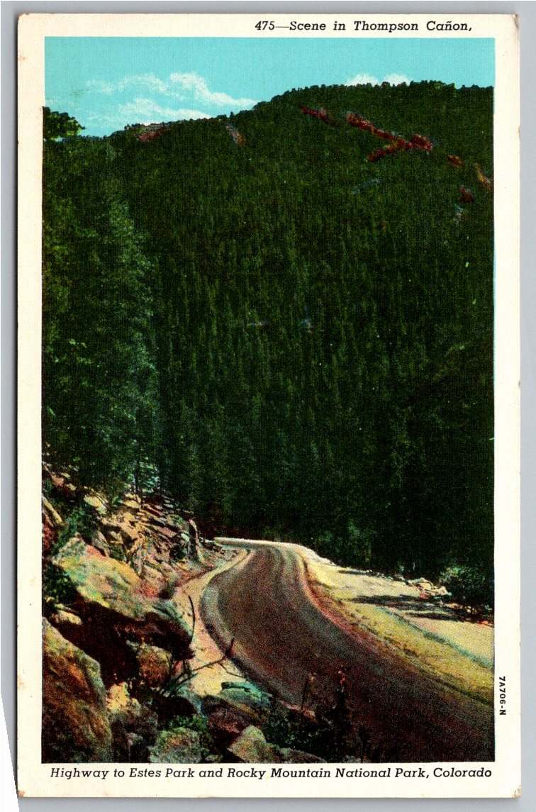 1930s Big Thompson Canyon Highway Colorado Vintage Linen Postcard