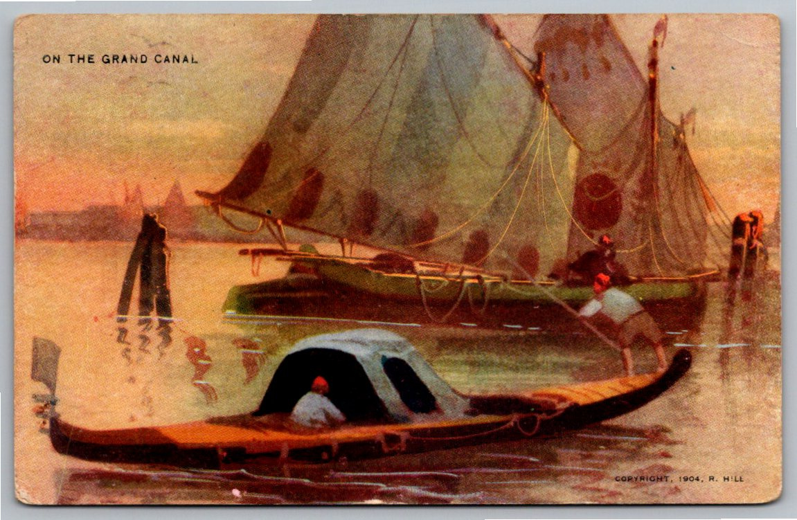 1904 Venice Grand Canal Gondola Antique Art Postcard Series 297
