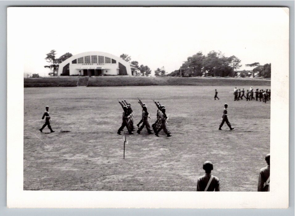 Vintage 1950s PMA Cadets Marching Jurado Hall Baguio Photo