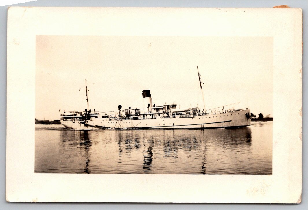 1910s US Steamship Leaving Tampa Florida RPPC Real Photo Postcard