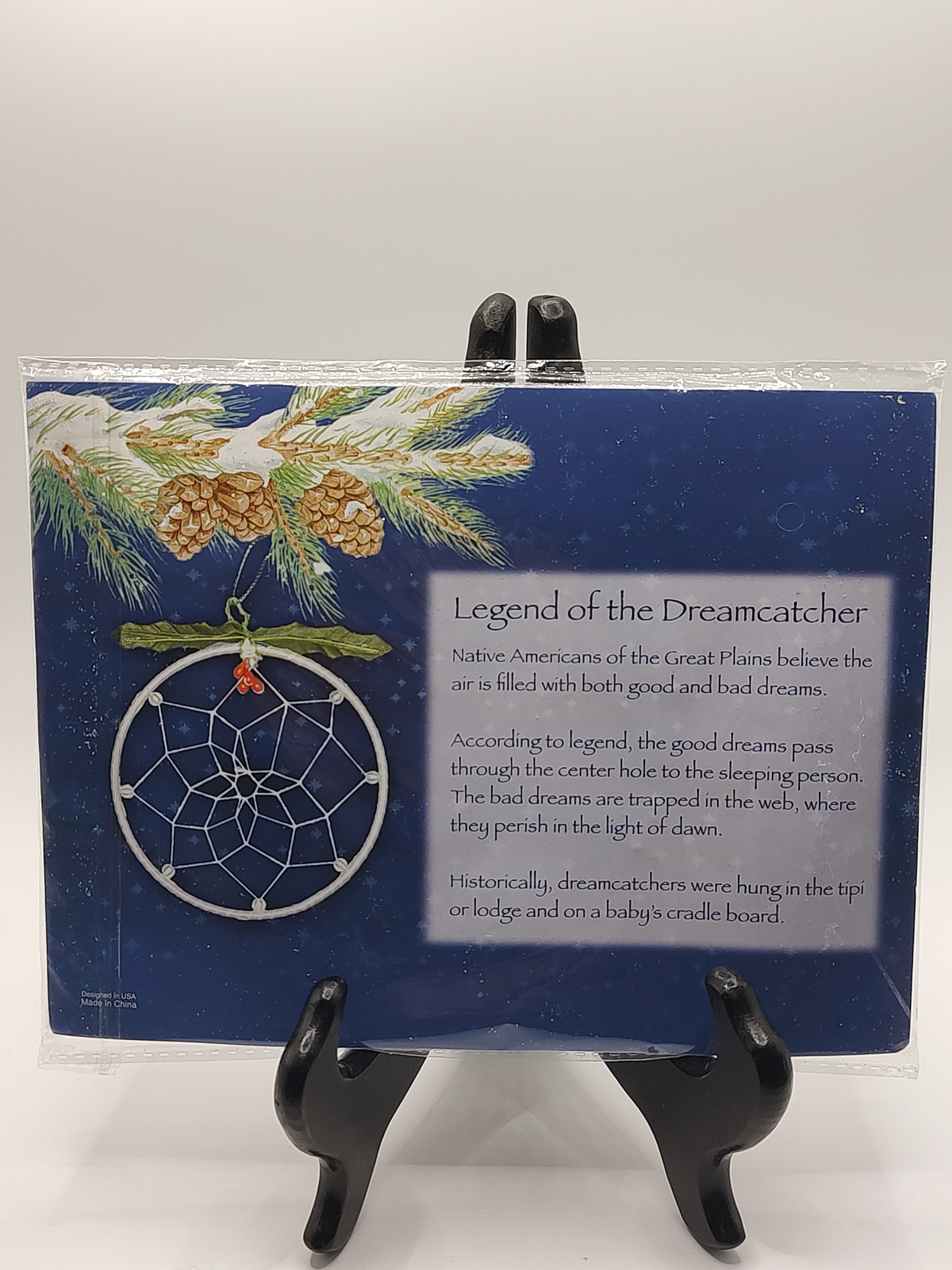 Legend of the Dreamcatcher Christmas Ornament with Holly Berries - Back / Reverse View