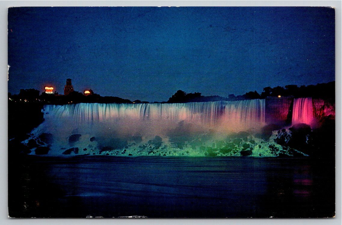Vintage American Falls Illuminated Postcards: Niagara Falls at