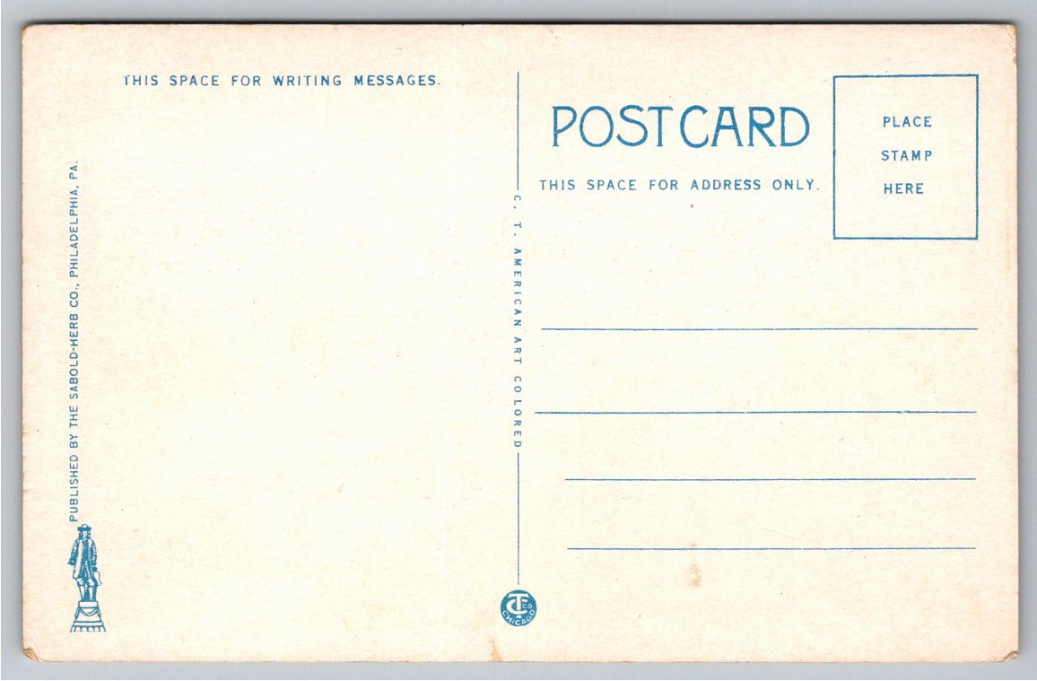1920s New Jersey State Capitol Postcard: Stacy Park Trenton View - Back / Reverse View