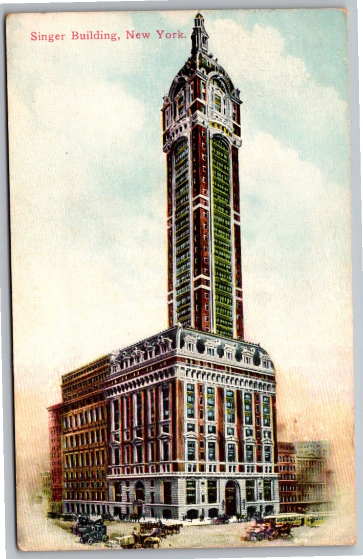 Vintage 1911 Singer Building NYC Postcard | Early Skyscraper Art